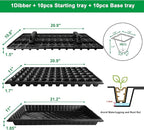 Oscorna (20Pack) 72-Cell Seed Starter Trays with Dibber, 10 Pack Nursery Starting with Base Tray, 72 Hole Soil Digger for Setting Out Quickly, Seedling Planting Tray, Germination Kit Trays Reusable