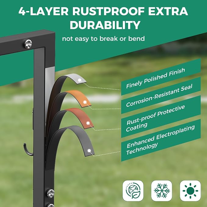 Garden Hose Holder Holds 2 * 160Ft Hoses, Heavy-Duty Freestanding Hose Holder with 4 Spikes, Rustproof Freestanding Hose Stand Water Hose Hanger Storage Hose Rack for Outside, Yard, Lawn, Farm