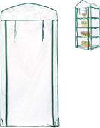 4 Tier Roll-Up Zipper Door Greenhouse Replacement Cover- 63 x 27 x 19 Inch Clear PVC Plant Greenhouse Cover for Gardening Plants Cold Frost Protection Wind Rain Proof (Frame NOT Include)