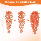 BLEUM CADE Fake Hanging Plants, 2pcs Artificial Hanging Plant, Faux Orange Vines Hanging Plant for Wall Home Living Room Indoor Outdoor Fall Decor (No Baskets)
