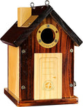 SISTERBIRD Bluebird Houses for Outside, Premium Bird Houses for Outside, Wooden Cabin Birdhouses for Outdoors, Weatherproof Courtyard Decorated Hanging Bird House, Nesting Bird House