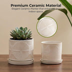 Ceramic Plant Pots, Pots for Plants(4.5+5.5inch), Flower Pots for Indoor planters with Drainage and Tray, Indoor Plant Pots for Succulents Cactus Herbs - Small Planters for Home Office Decor