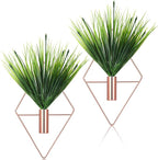 Canlierr 2 Pieces Wall Decor Hanging Planters with Artificial Plants Metal Hanging Vase Indoor Plants Holder Modern Boho Wall Art for Bathroom Bedroom Living Room Decor(Rose Gold,Aquatic Plant)
