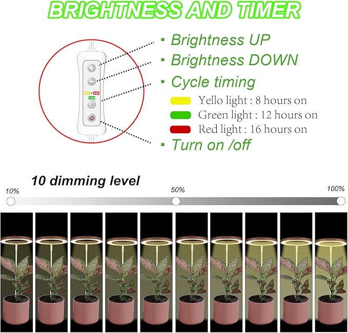 Plant Grow Light,Yadoker LED Growing Light Full Spectrum for Indoor Plants,Height Adjustable, Automatic Timer, 5V Low Safe Voltage,Idea for Small Plant Light