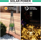 Solar Floor Lamps Outdoor RGB Butterfly Projection Metal Cordless Floor Lamp with Plant Stand,42.48 Inch Waterproof Decorative Garden,Patio,Porch,Yard,Path,Black,2 Pack