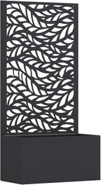 Casaphoria Metal Raised Garden Bed with Trellis, 47"x24"x12" Planter Box for Climbing Plants, Vegetables & Vines, Features Drainage Holes and Privacy Screen (Black-Spring)