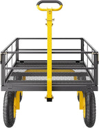 VEVOR 1200 Lbs Steel Garden Cart, Heavy Duty Pullable Garden Wagon Yard Cart, 2 in 1 Outdoor Metal Utility Wagon Yard Trailer with 13" All Terrain Tires, Mesh Removable Sides and 180°Rotating Handle