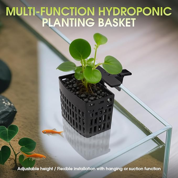 4 PCS Upgraded Aquarium Plant Holder, Adjustable thickness height Fish Tank Plant Holder with 4 Extension Hooks and 4 Suction Cups for Fish Tank Aquaponic Plant Cultivation