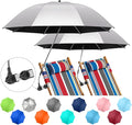 2 PACK Beach Umbrella with Clamp, 360 ° Adjustable Umbrellas for Chair, UPF50+ Umbrella for Beach Chair, Patio Chair, Wheelchair, Camping Chair, Golf Carts (Chair Not Included)