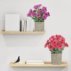 2 Pack Small Fake Plants Potted Artificial Plants Artificial Flowers Potted Faux Flower Daisy with Eucalyptus Leaves for Home Decor Office Room Farmhouse Indoor Table Bathroom Decor（Purple&magenta）