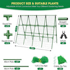71" x 51" Cucumber Trellis for Raised Bed, A-Frame Garden Trellis for Climbing Plants Outdoor, Rust-Proof Metal Support for Tomato, Peas, Beans, Zucchini & Vines, with Netting & Clips