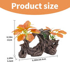 Fish Tank Decoration Aquarium Ornament with Silk Leaf Plants and Artificial Driftwood Cave Hideout Safe for Betta Fish