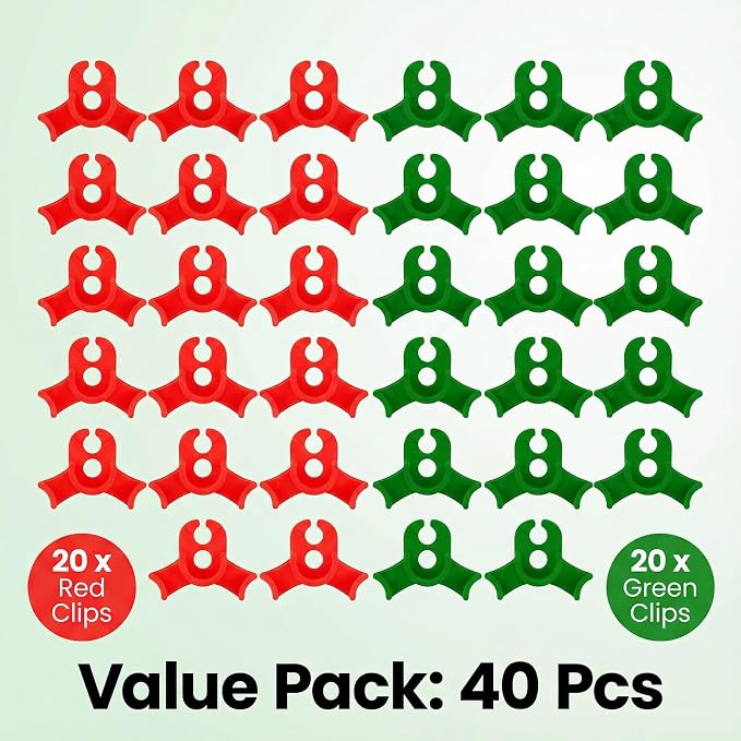 40 Pcs Low Stress Training Clips, Plant Training Clips, 90 Degrees Bud Trainer Clip Bud Bender for Plant Gardening (20 Red+20 Green)