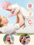 Geyoga 12 Pieces Newborn Hat Mittens Gloves Set Baby Boys Girls Cotton Baby Beanie for 0-12 Months