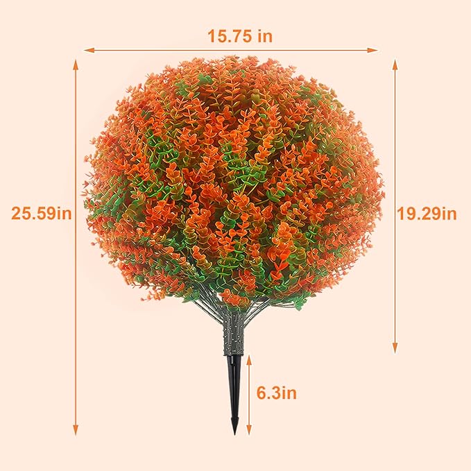 Artificial Boxwood Topiary Ball Trees 25.6": 2 Pack Fake Shrubs with Spike – UV Resistant & Fade Resistant, Evergreen Faux Plant for Indoor Outside Front Door Porch Garden Spring Decor