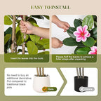Fiddle Leaf Fig Tree 6FT Tall Artificial Plant, Large Fake Tree in White Planter, Faux Rubber Tree Fake Floor Plant with Magnolia Flowers - Artificial Tree for Home Office Living Room Decor, Pink