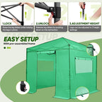 EAGLE PEAK 8x8 Portable Walk in Greenhouse, Pop Up Indoor Outdoor Greenhouse, Green House Kit with Zippered Roll-Up Doors and Windows, PE Cover, Clear/Green