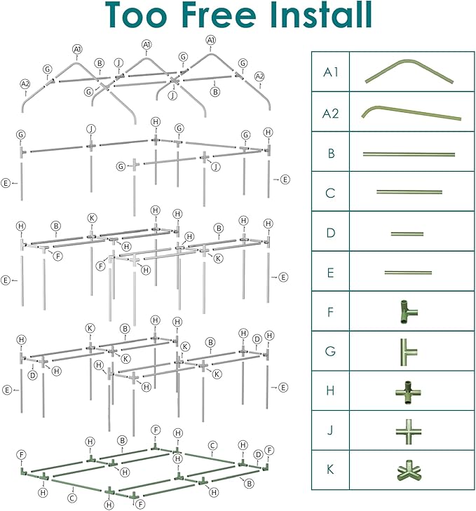 Twira Greenhouse for Outdoors, 48" x 73.2" x 74.8" Walk in Plant Greenhouses Heavy Duty with Thicken PE Cover, 3 Tiers 8 Shelves Greenhouse Plastic, Portable Green House for Outside, Patio, Gardening
