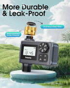 Water Timer with Brass Inlet & Outlet for Outdoor Garden Hose, Hose Timer with Rain Delay/Manual Mode, Automatic Drip Irrigation Controller System for Lawn Yard Garden Watering