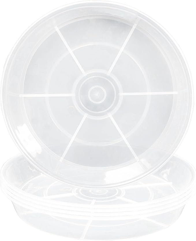 VUWEZ 6 Pack of Plant Saucer 10 Inch, 10 inch Plant Saucer Round, Plastic Flower Plant Trays for Pots, Plant Saucers for Indoors 9", Plant Pot Saucers, Planter Tray for Planter 8-10" (10", Clear)