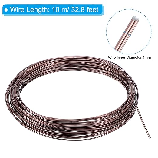 PATIKIL 1mm Bonsai Training Wire, 1 Roll Floral Wire Stems Anodized Aluminum Tree Wire 32.8 Feet Total for Gardening Branch Fixing, Brown