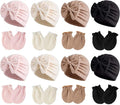 Newborn Baby Girl Hats Mittens Set Cotton Hospital Bow Hat Beanies Caps Gloves for New Born Girls 0-6 Months