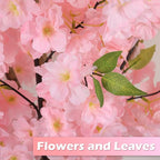 OUSHENG 2 Pack Artificial Cherry Blossom Tree, Fake Plants Indoor Decor, Faux Pink Sakura Flowers for Living Room Home House Entryway Bedroom Office Inside Decorations, 4FT