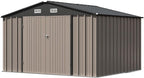 Patiowell 10x8 FT Outdoor Storage Shed, Large Metal Tool Garden Sheds with Lockable Door and Sloping Roof, Waterproof Outside Storage Shed for Backyard Patio Lawn, Brown