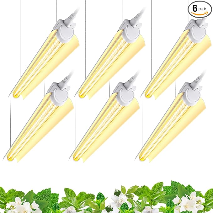 Barrina T8 Plant Light, 144W(6 x 24W), 800W Equivalent, 2FT Super Bright, Full Spectrum, led Grow Light, Integrated Growing Lamp Fixture, for Indoor Plants, 6-Pack