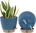 montresor 2 Pack 8 inch Plant Pots, PP Plastic Self Watering Plant Pot with Drainage and Tray for Indoor Outdoor Plants, Water Level Window & Reservoir Flower Pots Decorative Planter (Blue)