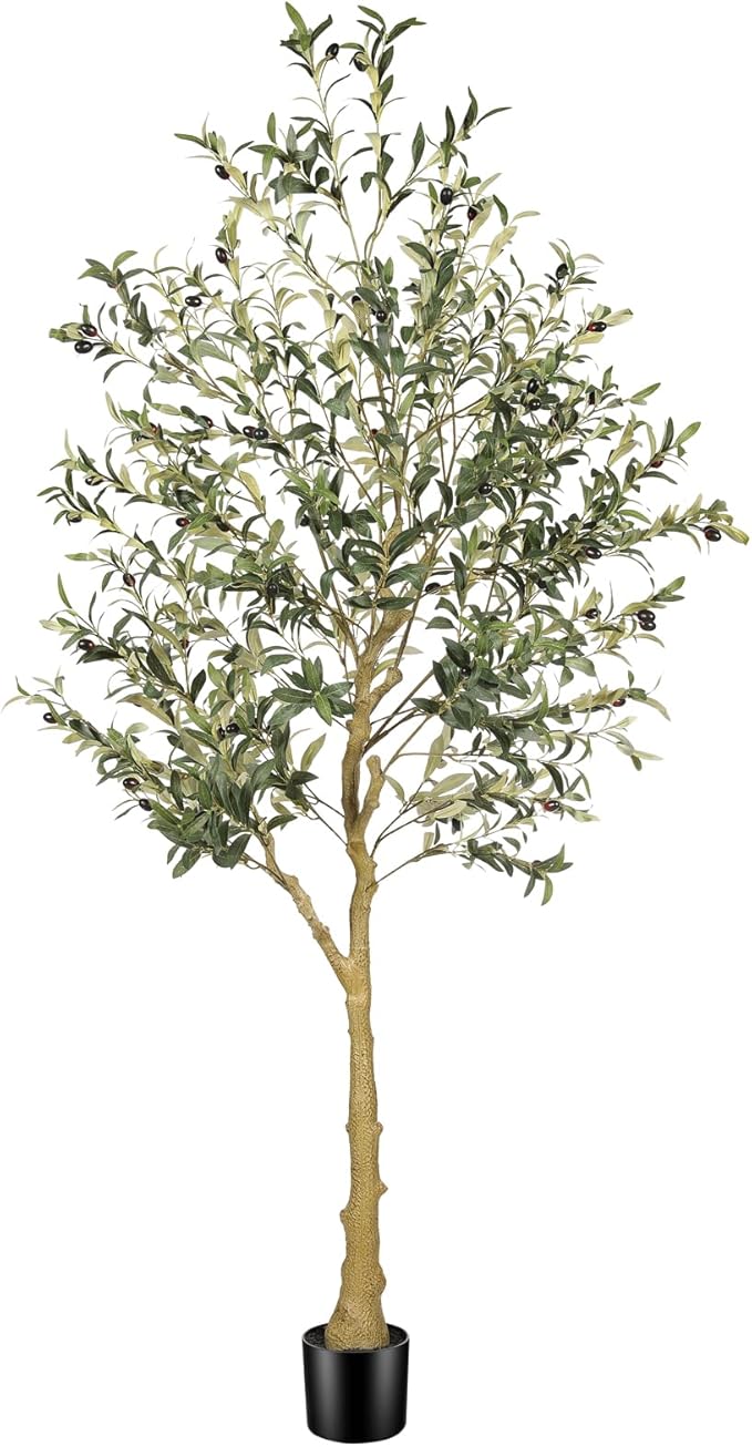 FEELEAD 6ft Faux Olive Tree – Tall Artificial Olive Tree with Natural Trunk, Fake Olive Tree Indoor Decor, Olive Plant Artificial Indoor for Home and Office