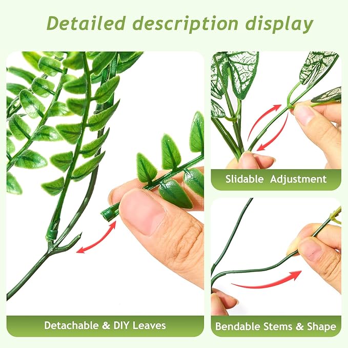 30 Bundles Artificial Plants Outdoor, UV Resistant Faux Greenery Stems with Flowers Shrubs for Planters Front Porch Outside Garden Window Box Patio Yard Decor