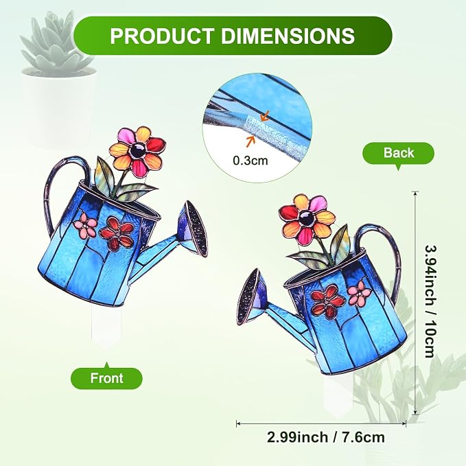 M METERXITY 1-Pack Water Spray Acrylic Stakes 4 Inch Bird Garden Decoration Ornament Potted Plant Decorative Signs for Flower Pot/Planter/Yard/Patio/Outdoor/Indoor[Water Spray Pot]