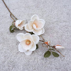 Big Magnolia Artificial Silk Flower Long Branch Living Room Home Wedding Decor Arrangement Autumn White Orchid Fake Plant,White