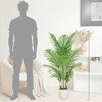 Artificial Palm Tree 4FT, Fake Tree Tall Fake Plant with White Planter, Artificial Tree Faux Floor Plant Artificial Plant Indoor for Home Office Living Room Decor