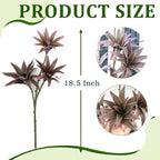 Fake Dracaena Plant, Artificial Greenery Branches 18.5" Realistic Shrubs Small Leaves Stems Faux Plants for Indoor Outdoor Garden Potted Wedding Party Office Planter Filler DIY Decoration Purple 2 Pcs