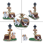 Animal Outdoor Statue Planter Solar Light Welcome Garden Sculpture Resin Flower Pot Decorative Porch Patio Yard Lawn Entryway Figurine with LED Lamp Rustic Plant Holder Ornament Courtyard (E)