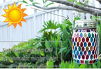 2pack Solar Mosaic Outdoor Waterproof Cool Blue Mosaic jar Decor Christmas Gifts for Women Mom Grandma Halloween Hanging Solar Lights Decoration Outside for Yard, Patio,Backyard,Porch (Modern)