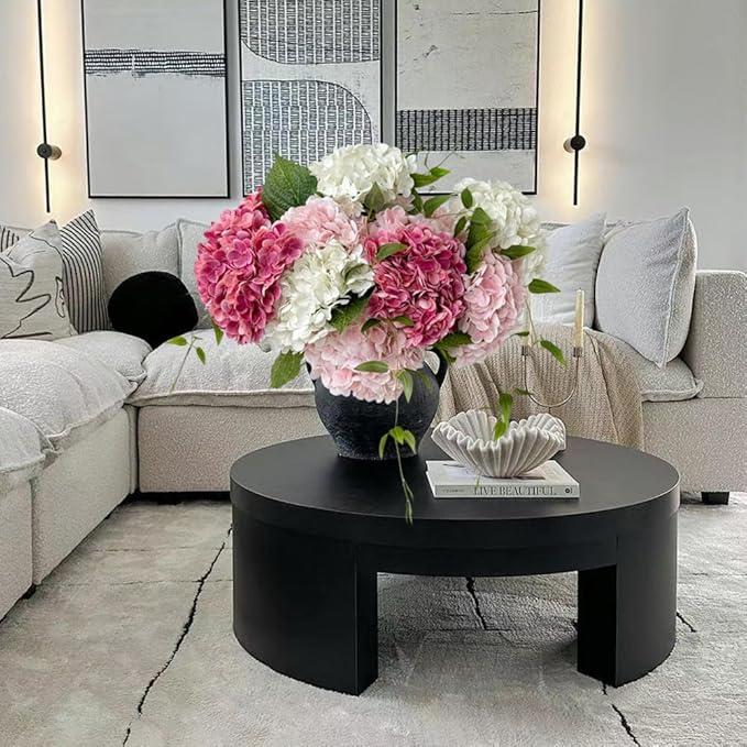 ZYTUYO 4 Pcs Real Touch Magenta Hydrangeas Artificial Flower 21 inches Realistic Faux Latex Hydrangeas Flower for Home Decor Kitchen Living Room Spring Table Wedding Xmas Arrangement