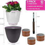 GARDENIX DECOR 7'' Self Watering planters for Indoor Plants - with Water Level Indicator for Flower Pot , Grow Tracking Tool - Coco Coir - Gray 3 Pack