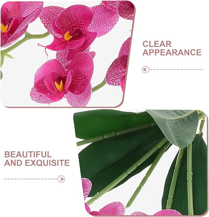 KALLORY Artificial Phalaenopsis Orchid Branches Faux Butterfly Orchid Stems Purple Realistic Artificial Flower Plants for Home Living Room Office Vase Filler Decoration
