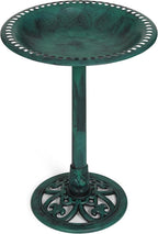 Backyard Expressions Outdoor Garden Bird Bath - Green - Weather Resistant Polyresin - 27 Inch