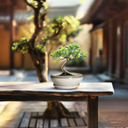 SQOWL Succulent Planters - 6 Inch Ceramic Bonsai Pots, Shallow Planter with Drainage Hole and Saucer, Round Planter for Indoor Outdoor, Cactus Succulent Pots, Desk Decor, Garden Gifts, Gray-Beige
