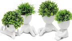 MAKHOT 4 Packs Creative Fake Plants Artificial Succulents Plants in Ceramic Human Shaped Pots, Cute Faux Succulents Mini Plant for Room Bathroom Home Office Desk Accessories Decor(White)