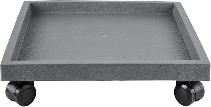 9.8 Inch Square Rolling Plant Caddy Saucer with Wheels, Heavy Duty Wheeled Planter Stand for Potted Plant, Coaster Roller Base Tray with Casters, Flower Pot Dolly Holder for Indoor Outdoor