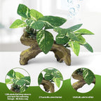 CousDUoBe 9 Pcs Fish Tank Decor，Silk Aquarium Plants Green Silk Leaf pad Hammock Artifical Driftwood cave Betta Fish Tank Accessories 6 x 3 x 4 inches(LxWxH)