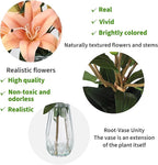 GarveeLife Artificial Tiger Lily Flowers with Vase, Real Touch Easter Lily Faux Flowers for Home Table Centerpieces Wedding Baby Shower Birthday Party Decoration, UV Resistant, 3 Stems with 6 Flowers