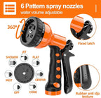 SPECILITE 3/8” Lightweight Coil Garden Hose 100 FT, EVA Retractable Curly Water Pipe with 6-Pattern Spray Nozzle for Boat, Greenhouse, Yard, Patio (Orange)