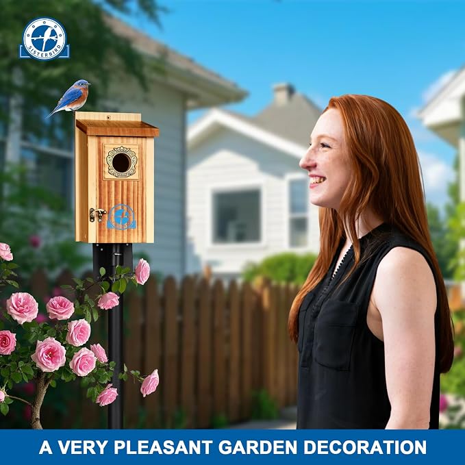 SISTERBIRD Preminum Bluebird Houses for Outside, Wooden Bluebird House, Birdhouses for Outdoors Courtyard, Festival Bird Nesting, Assembly Bird Box, Bluebird House (Assembly Completed)