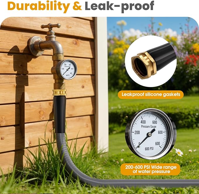 Garden Hose 75 FT, Non-Expanding Water Hose, Ultra-Light & Flexible, Burst-Resistant, Kink-Free, High-Pressure Garden Hose All-Weather Use for Lawns, Gardens, and Outdoor Cleaning